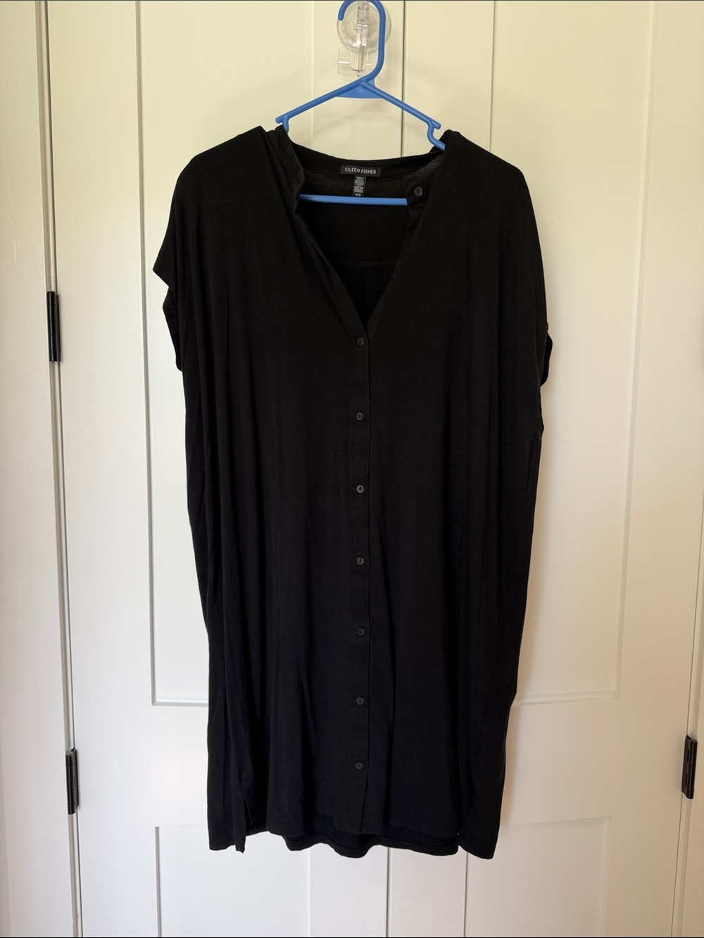 Eileen Fisher Black Button-Front Tunic Dress
